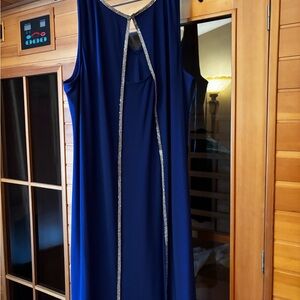 MSK Royal Blue Backless Dress with Silver Trim